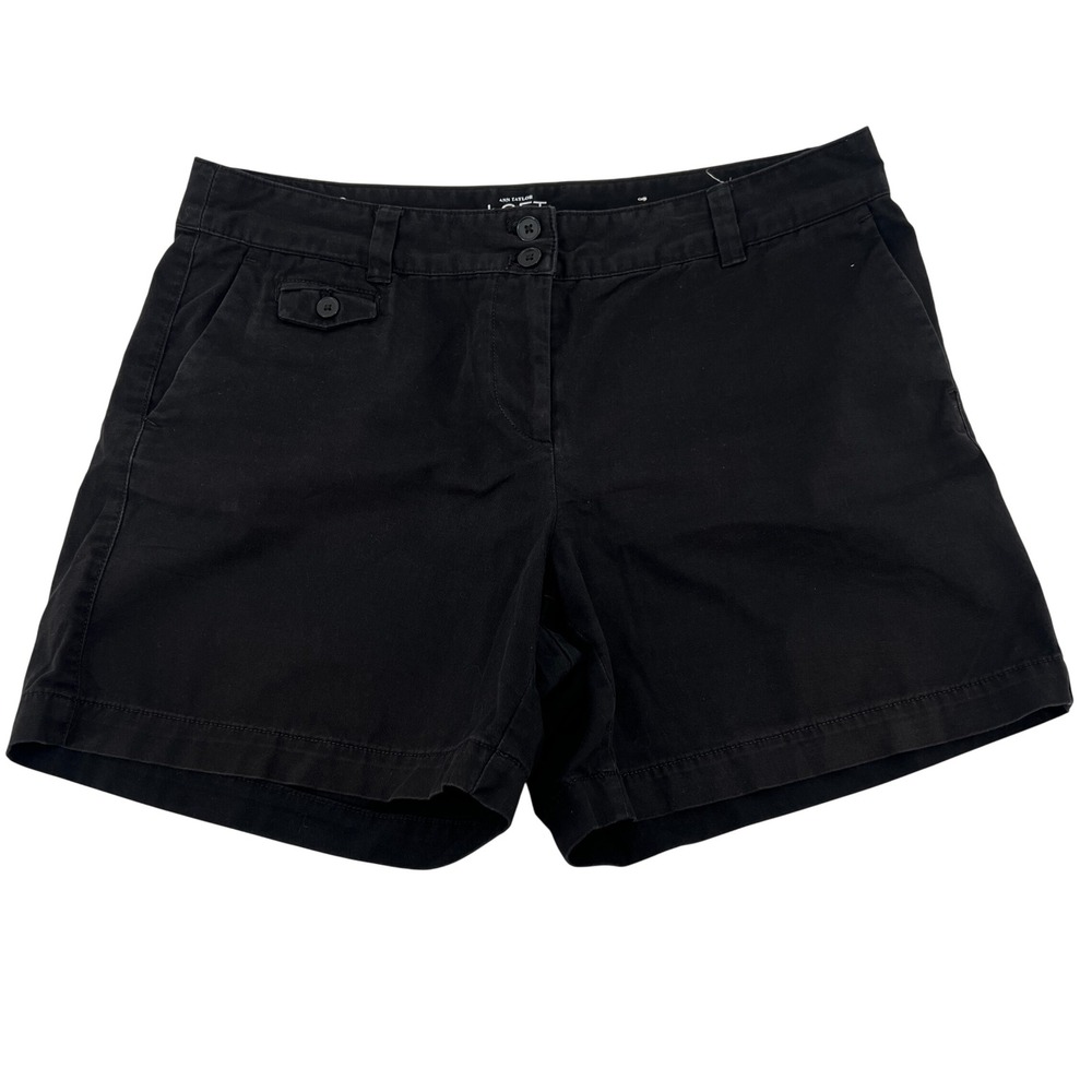 Ann Taylor LOFT Womens Black Cotton Original Chino Shorts‎ Size 10 Double Button